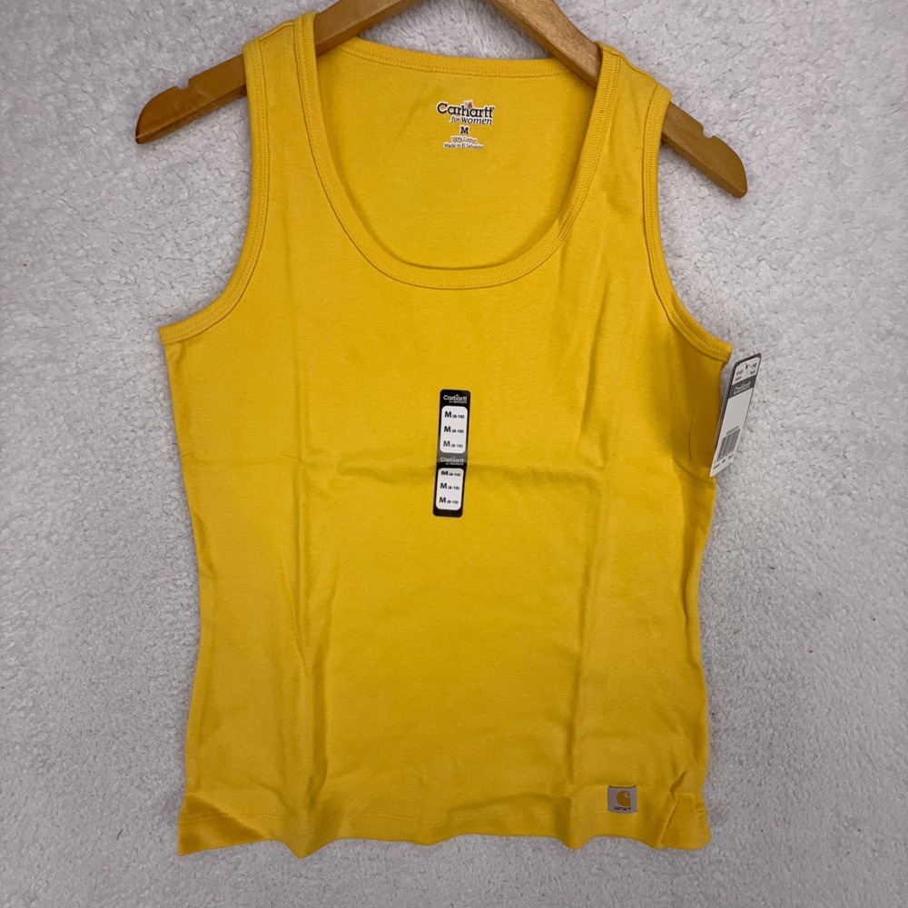 Carhartt Womens Yellow Cotton Tank Top Scoop Neck‎ WK009 HNY Medium NWT